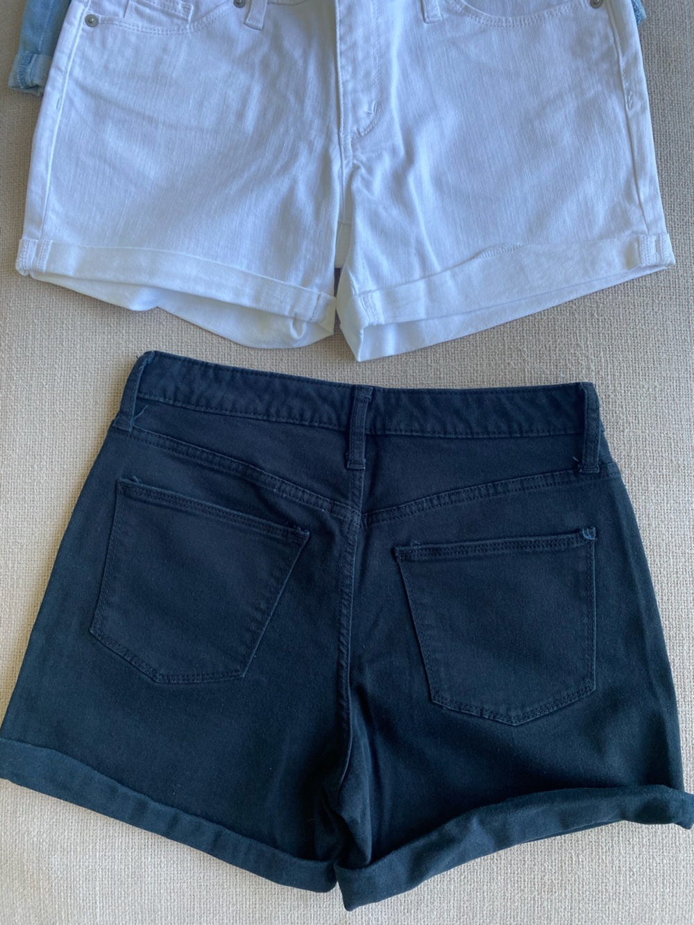 4 for 1 Universal Thread Women's Denim Shorts - Light + Dark Wash, Black, White - Picture 8 of 11
